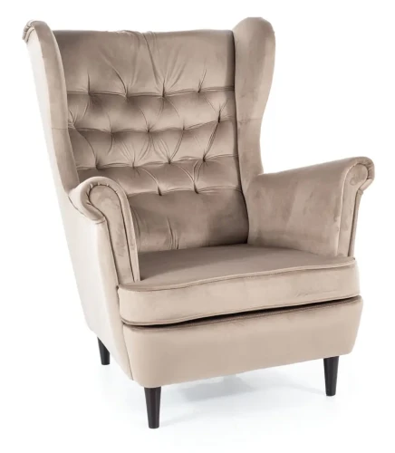 Fotel tapicerowany Harry Velvet ciemny beż Bluvel 40