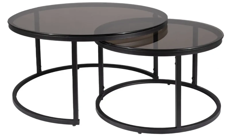 Zestaw stolików Ferrante E szary transparentny