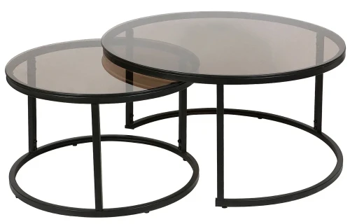 Zestaw stolików Ferrante E szary transparentny