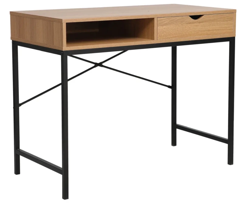 Biurko z szufladą B-027 dąb/czarny