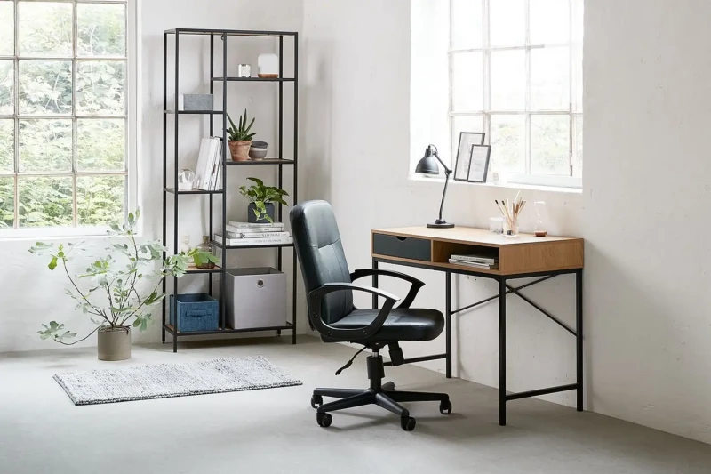 Biurko z szufladą B-027 dąb/czarny