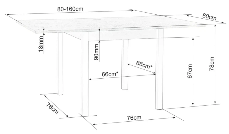 Stół rozkładany Flip 80-160 cm