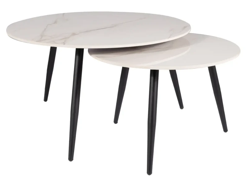 Zestaw stolików Kora D biały efekt marmuru