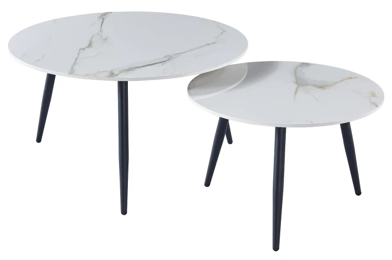 Zestaw stolików Kora D biały efekt marmuru