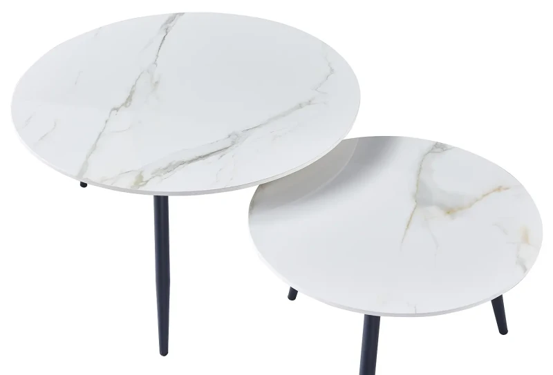 Zestaw stolików Kora D biały efekt marmuru