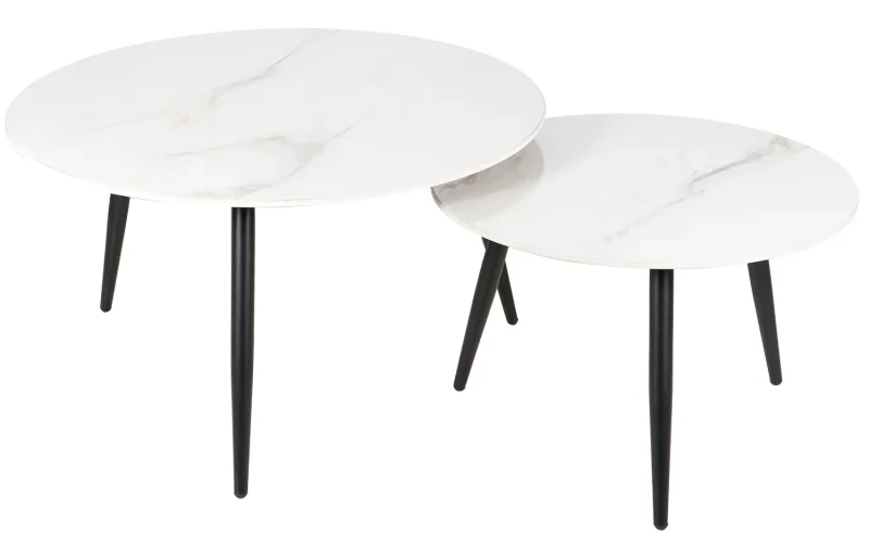 Zestaw stolików Kora D biały efekt marmuru