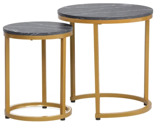 Zestaw stolików Hola czarny efekt marmuru/złoty