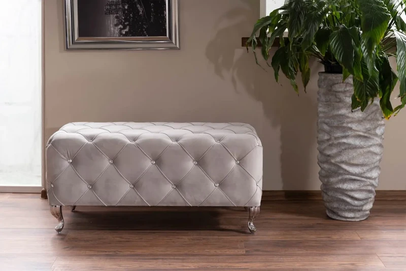 Pufa tapicerowana Hestia Velvet jasnoszary Bluvel 03