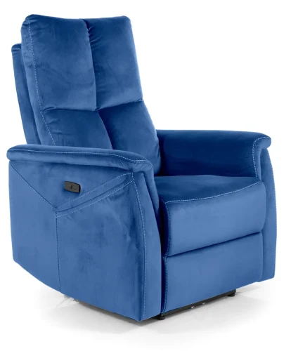 Fotel rozkładany z funkcją masażu Neptun Velvet M granatowy