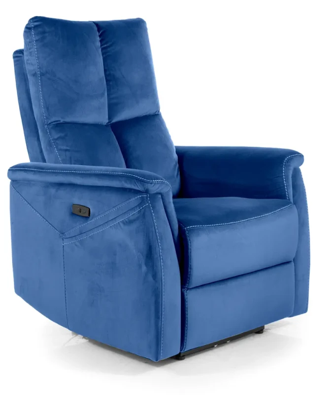 Fotel rozkładany z funkcją masażu Neptun Velvet M granatowy