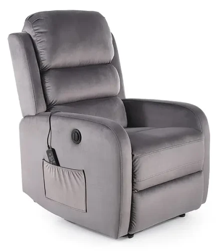 Fotel rozkładany z funkcją masażu Pegaz M Velvet szary