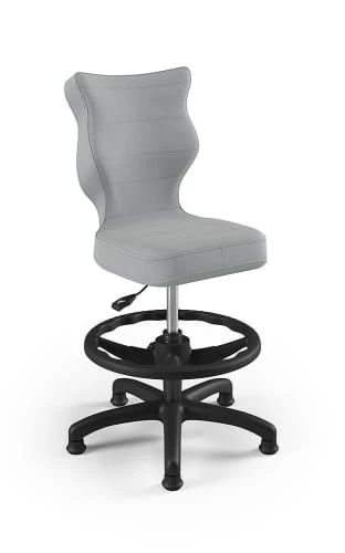 Krzesło dziecięce Petit z podnóżkiem wzrost 119-142 cm tkanina velvet podstawa czarna VT03