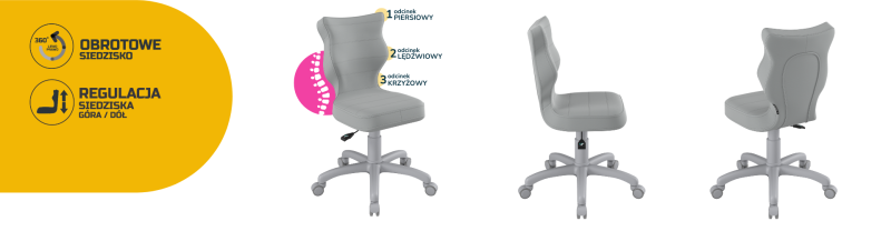 Krzesło dziecięce Petit wzrost 119-142 cm tkanina velvet podstawa szara