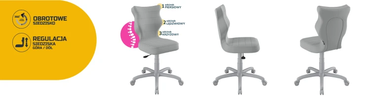 Krzesło dziecięce Petit wzrost wzrost 146 -176,5 cm velvet podstawa szara