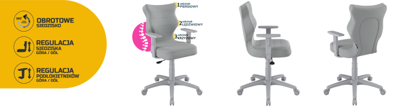 Krzesło młodzieżowe Duo wzrost 146 -176 cm velvet podstawa szara