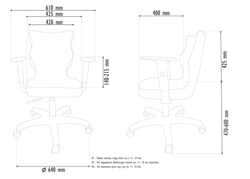 Krzesło młodzieżowe Duo wzrost 159-188 velvet podstawa szara