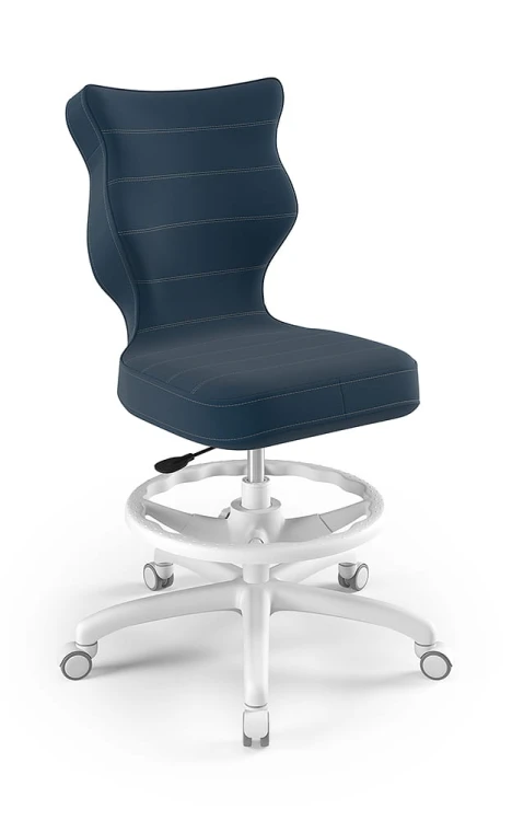 Krzesło dziecięce Petit z podnóżkiem wzrost 146 -176,5 cm velvet podstawa biała VT24