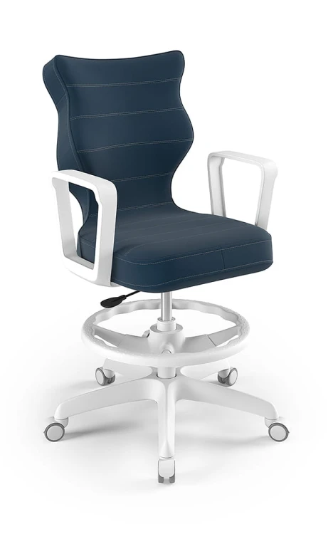 Krzesło młodzieżowe Norm z podnóżkiem wzrost 146-176 velvet podstawa biała VT24