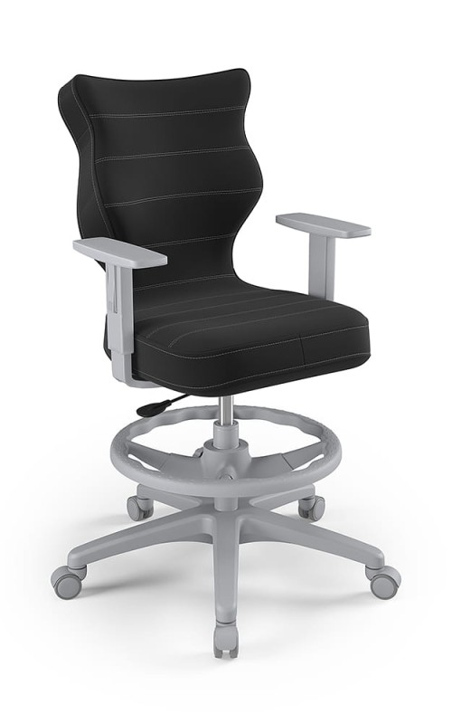 Krzesło młodzieżowe Duo z podnóżkiem wzrost 146 -176 cm velvet podstawa szara VT17