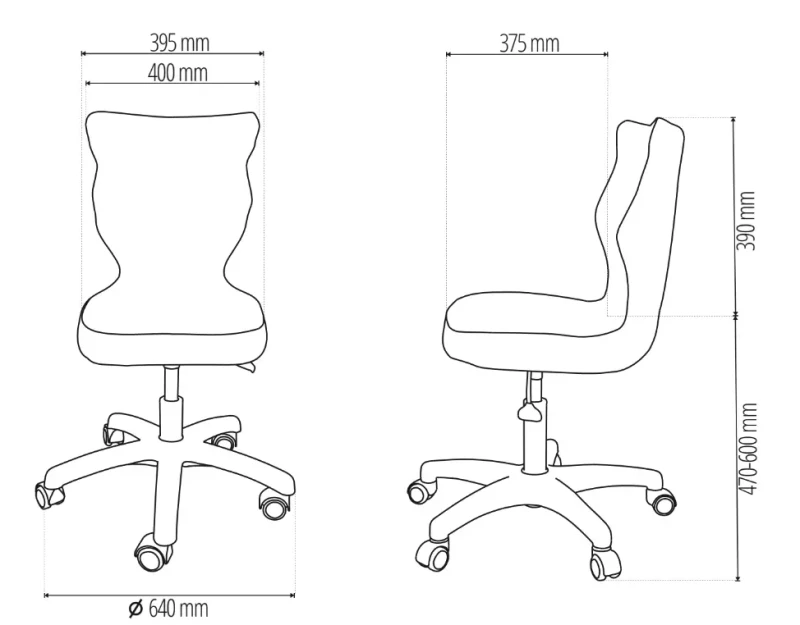 Krzesło dziecięce Petit wzrost wzrost 146 -176,5 cm velvet podstawa czarna