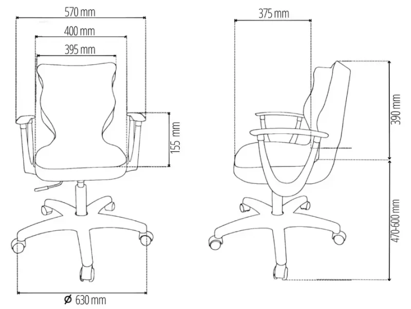 Krzesło młodzieżowe Norm wzrost 146-176 Storia podstawa szara