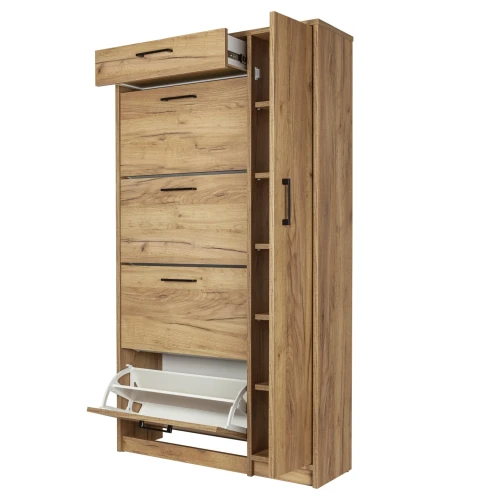 Szafka na buty Marilia 4 do przedpokoju z czarnymi uchwytami