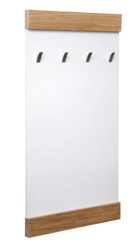 Wieszak ścienny do przedpokoju Bueno biały mat/dąb naturalny