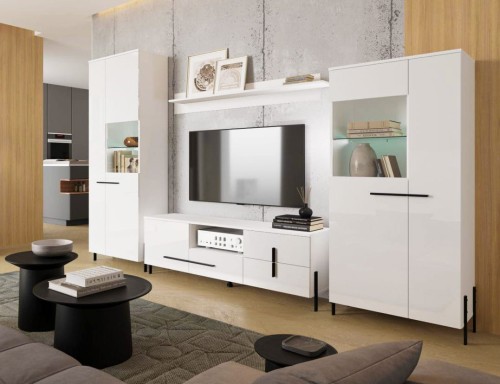 Zestaw mebli Justine biały/biały MDF połysk