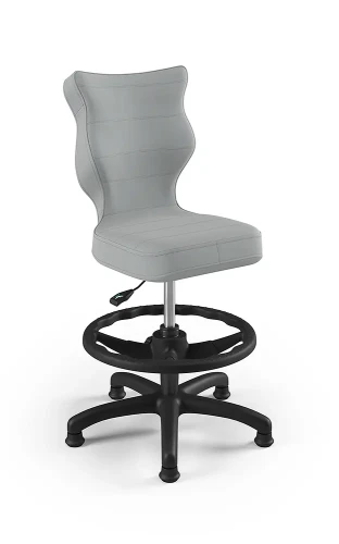 Krzesło dziecięce Petit z podnóżkiem wzrost 119-142 cm tkanina velvet podstawa czarna VT03