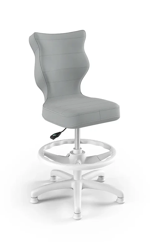 Krzesło dziecięce Petit z podnóżkiem wzrost 119-142 cm tkanina velvet podstawa biała VT03