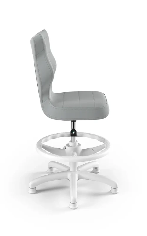 Krzesło dziecięce Petit z podnóżkiem wzrost 119-142 cm tkanina velvet podstawa biała