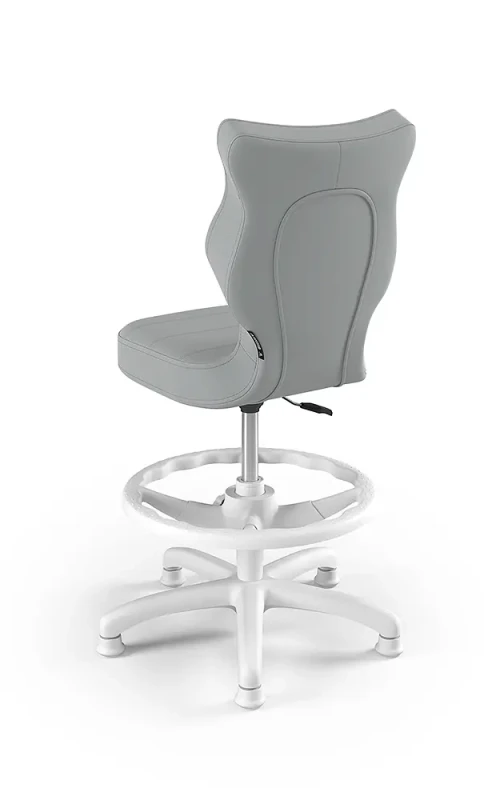 Krzesło dziecięce Petit z podnóżkiem wzrost 119-142 cm tkanina velvet podstawa biała