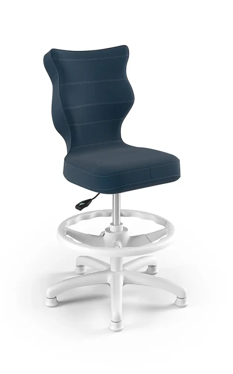 Krzesło dziecięce Petit z podnóżkiem wzrost 119-142 cm tkanina velvet podstawa biała VT24