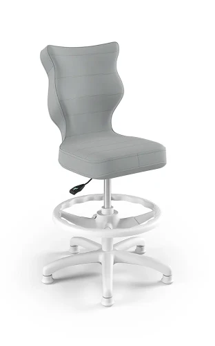 Krzesło dziecięce Petit z podnóżkiem wzrost 133-159 cm tkanina velvet podstawa biała VT03