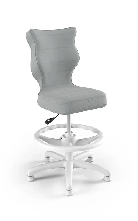 Krzesło dziecięce Petit z podnóżkiem wzrost 133-159 cm tkanina velvet podstawa biała VT03