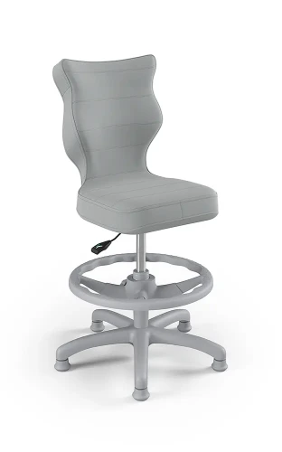 Krzesło dziecięce Petit z podnóżkiem wzrost 119-142 cm tkanina velvet podstawa szara VT03