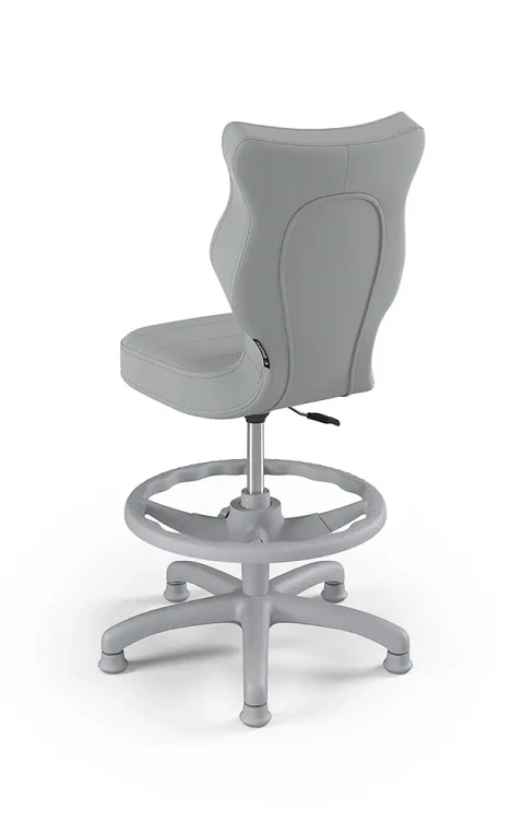 Krzesło dziecięce Petit z podnóżkiem wzrost 119-142 cm tkanina velvet podstawa szara VT03