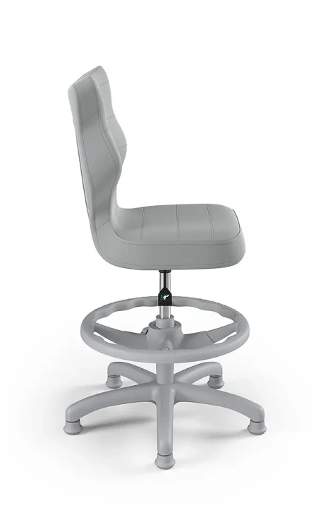 Krzesło dziecięce Petit z podnóżkiem wzrost 119-142 cm tkanina velvet podstawa szara VT03