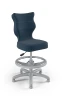Krzesło dziecięce Petit z podnóżkiem wzrost 119-142 cm tkanina velvet podstawa szara VT24