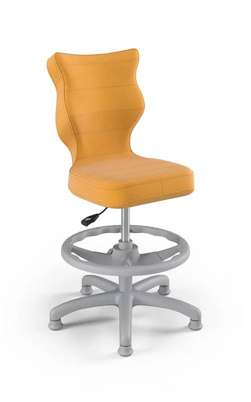 Krzesło dziecięce Petit z podnóżkiem wzrost 119-142 cm tkanina velvet podstawa szara VT35