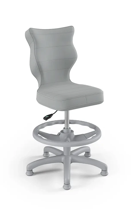 Krzesło dziecięce Petit z podnóżkiem wzrost 133-159 cm tkanina velvet podstawa szara VT03