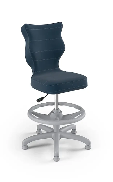 Krzesło dziecięce Petit z podnóżkiem wzrost 133-159 cm tkanina velvet podstawa szara VT24