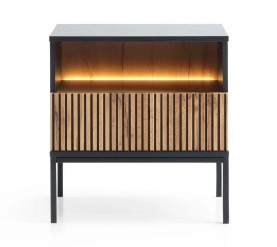 Szafka nocna SENTO z szufladą czarny/dąb wotan