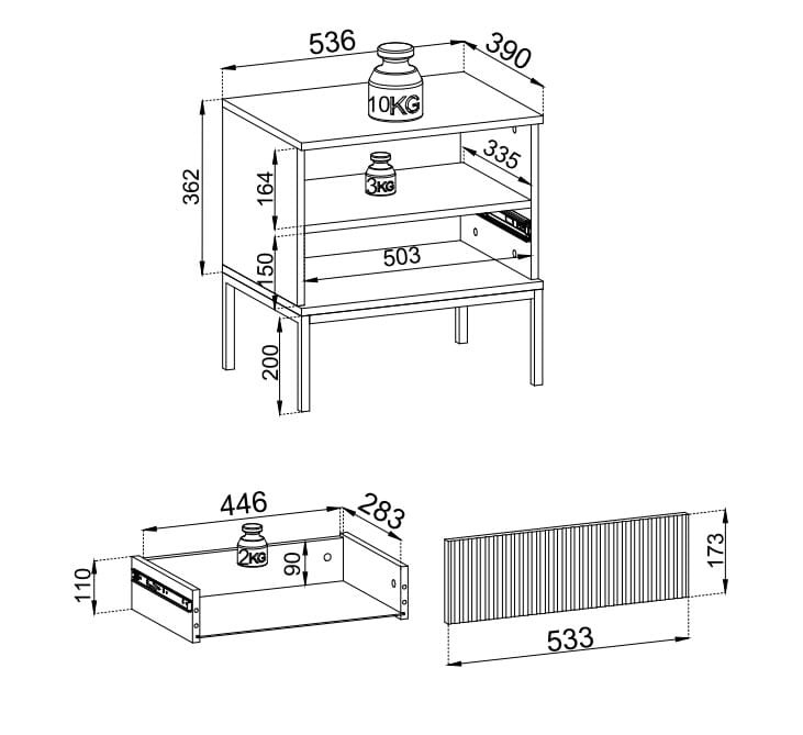 Szafka nocna SENTO z szufladą czarny/dąb wotan