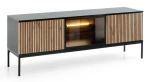 Szafka RTV SENTO z LED 154x56x39 cm czarny/dąb wotan