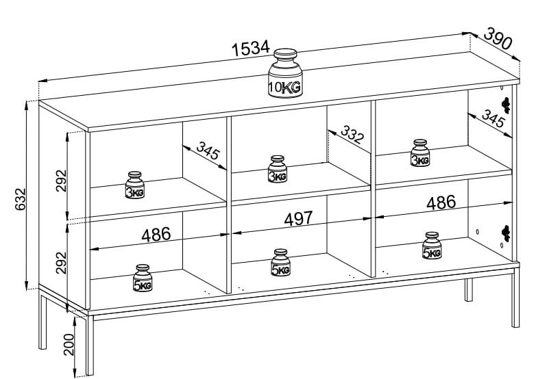 Komoda SENTO z LED 104x83x39 cm czarny/dąb wotan