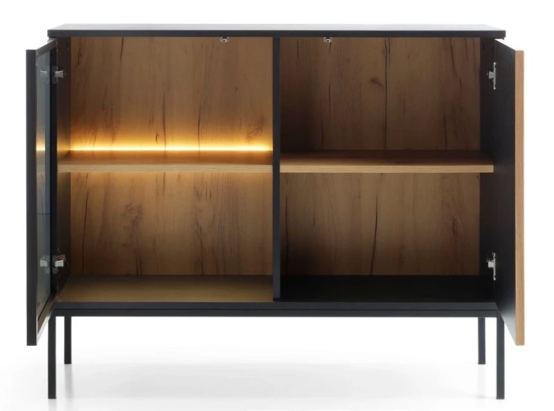 Komoda SENTO z LED 104x83x39 cm czarny/dąb wotan