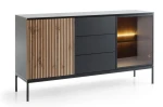 Komoda SENTO z LED szuflady 154x83x39 cm czarny/dąb wotan