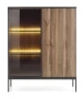 Witryna regał SENTO z LED 104x126x39 cm czarny/dąb wotan