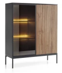 Witryna regał SENTO z LED 104x126x39 cm czarny/dąb wotan